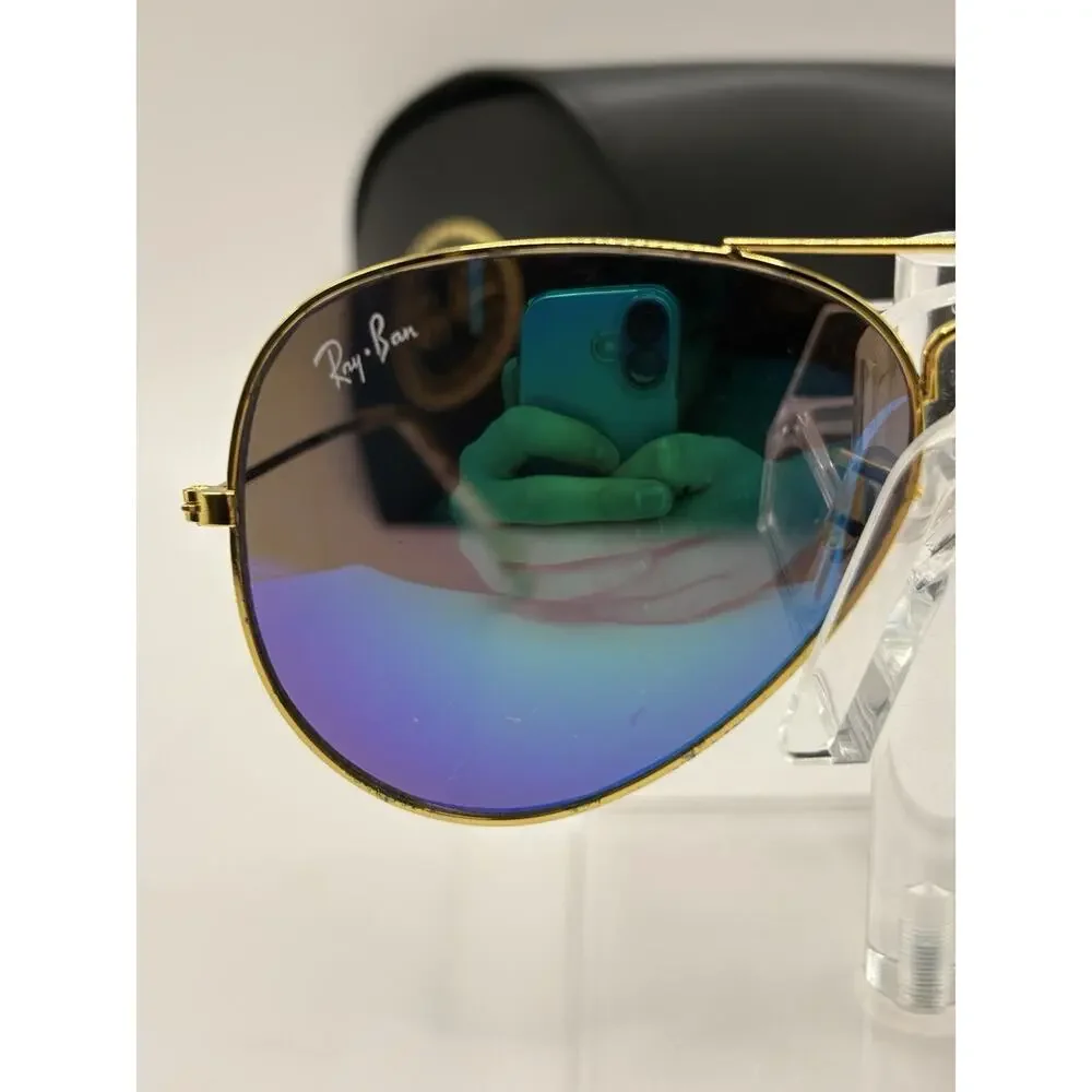 Ray-Ban RB3025 Aviator Gold Purple Blue Mirror Sunglasses 58-14 140